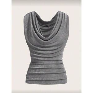 COMING: SHEIN Grey Cowl Neck Draped Top